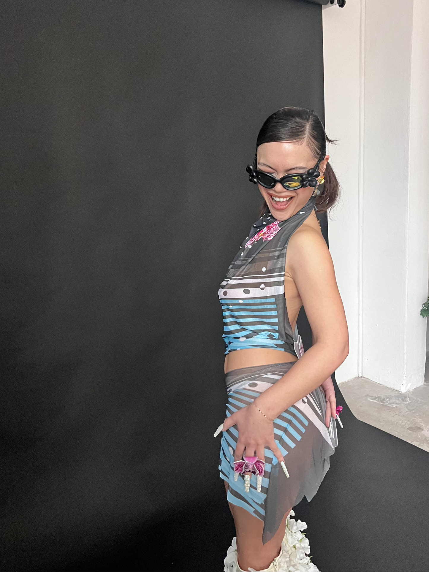 Somewhere in Space Halter mini dress