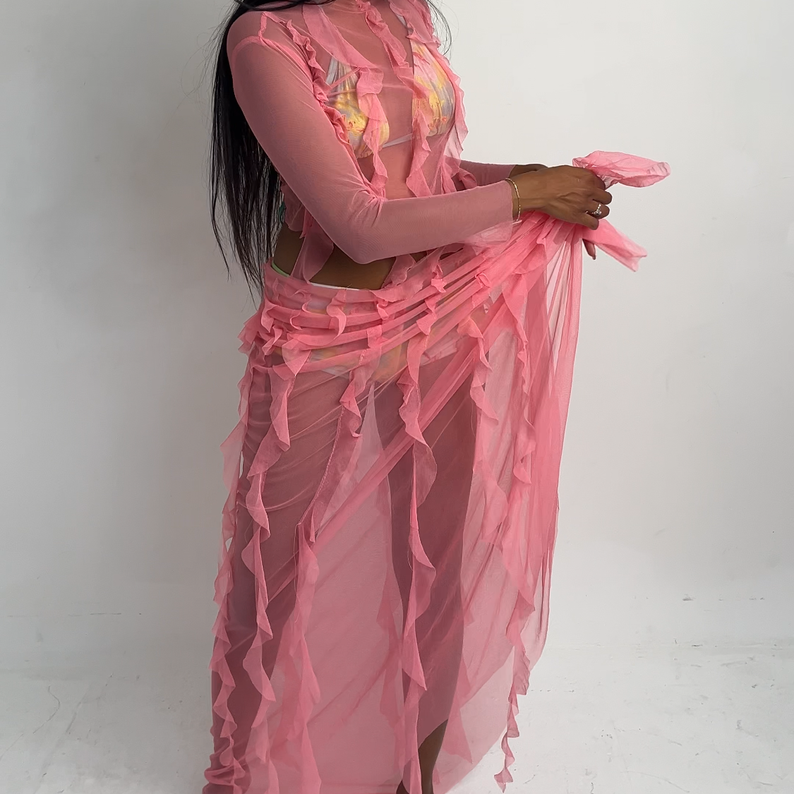 Flamingo pink spiral skirt