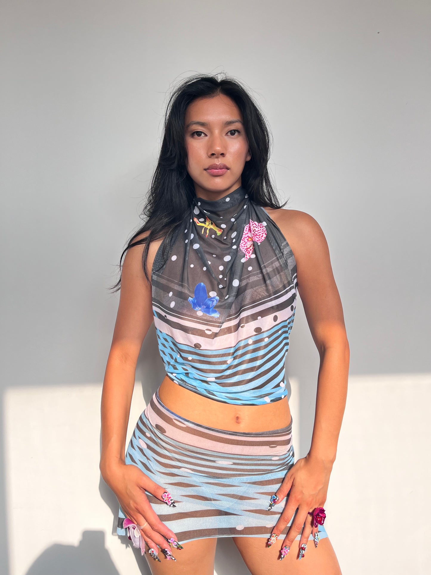 Somewhere in Space Halter mini dress