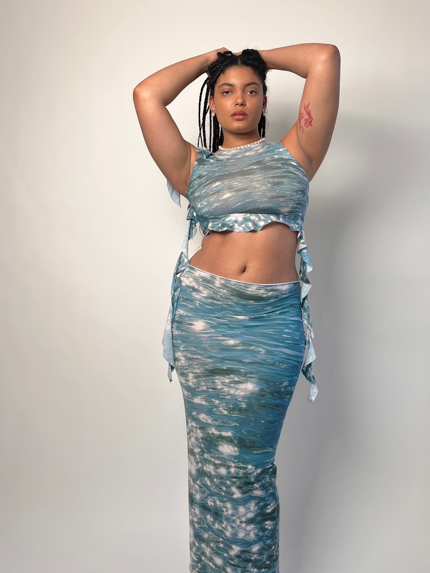 Water Jewels ruffle maxi