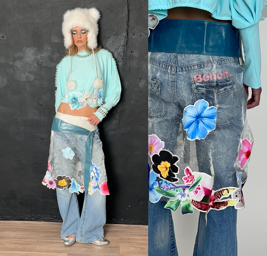 Sheer multi floral skirt