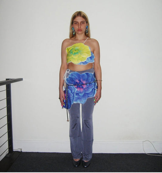Blue / Purple distressed flower skirt (individual)