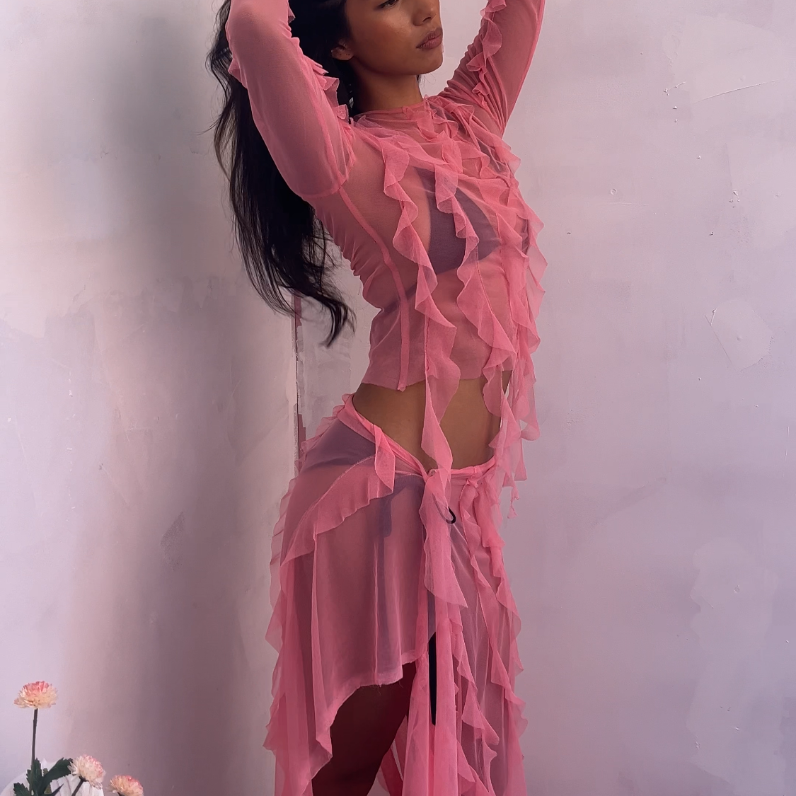 Flamingo pink spiral skirt