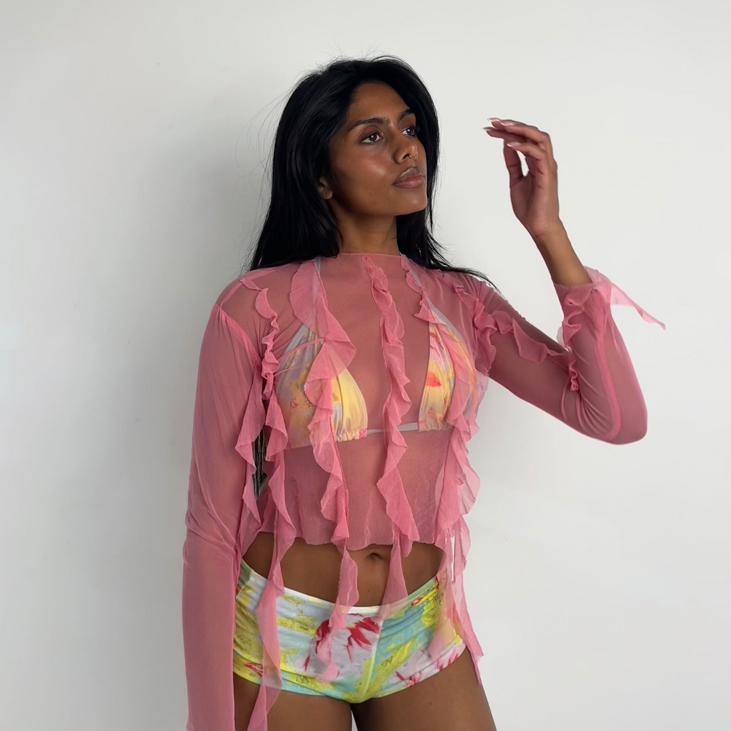 Flamingo pink spiral top