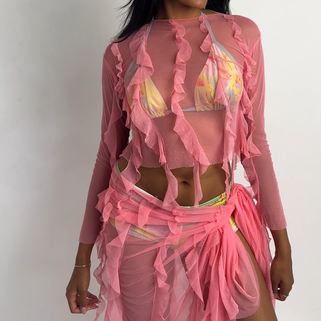 Flamingo pink spiral skirt