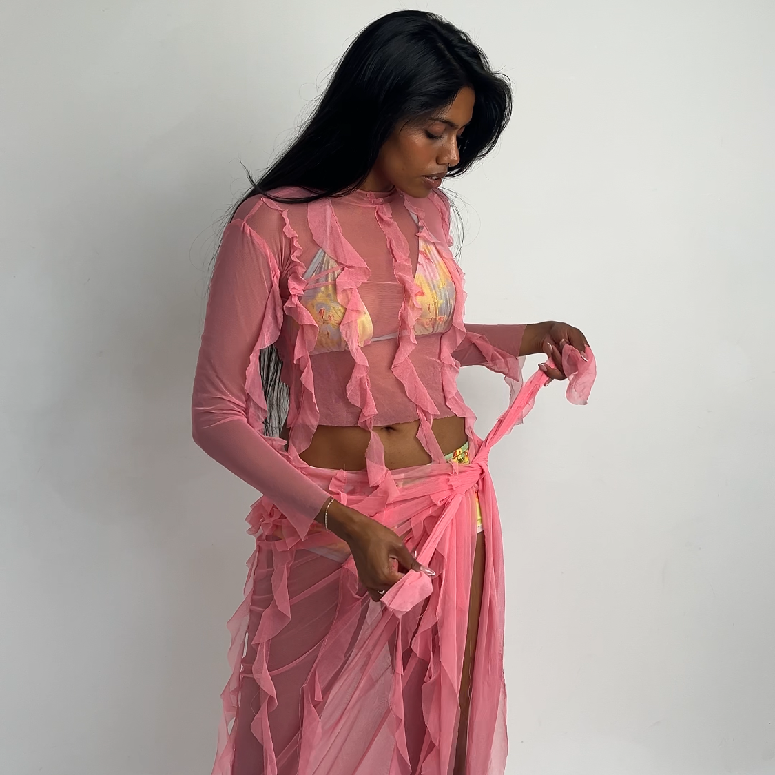 Flamingo pink spiral skirt