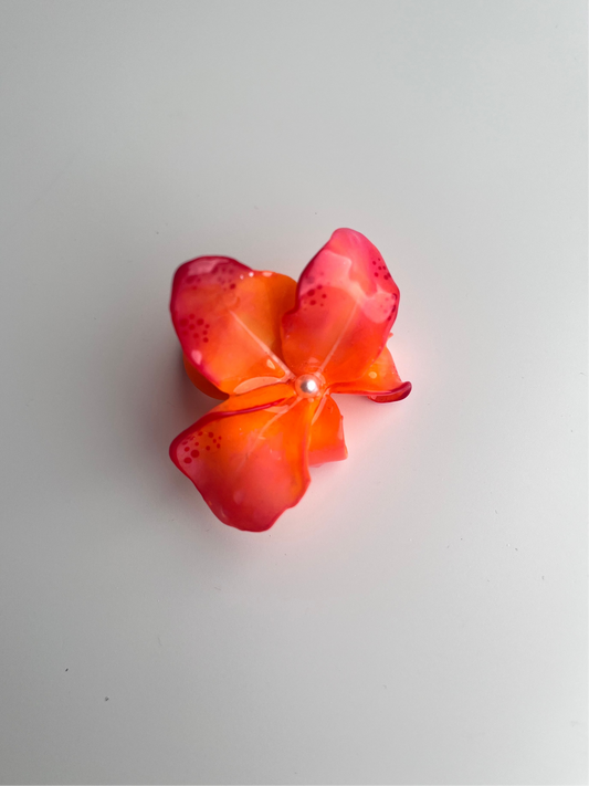 Orange flower ring (With stud)