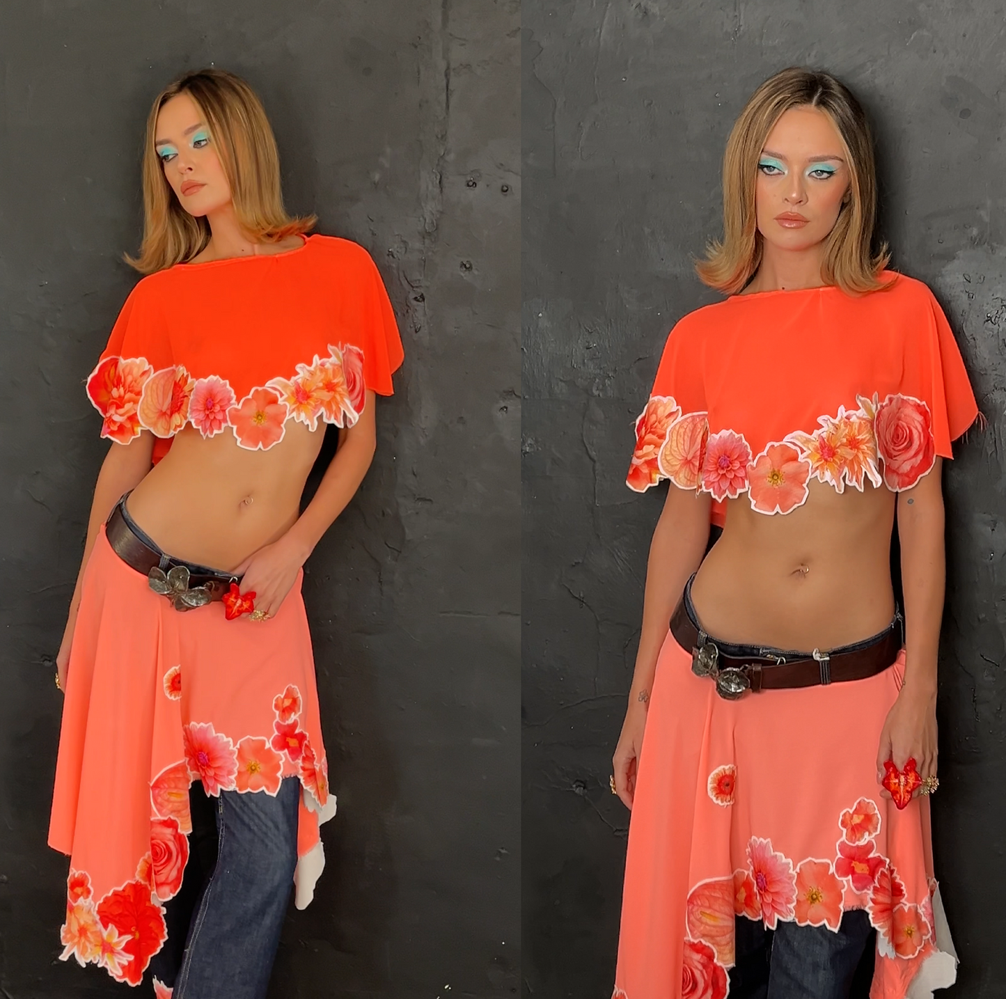 Coral poncho (Multi wear, Skirt/Top)